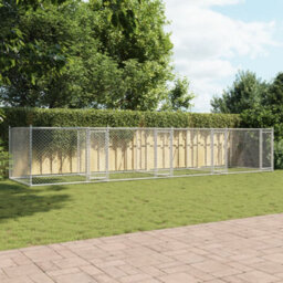 Walplus Grey Dog Cage With Doors 8X2X1.5 M Galvanised Steel Kennel Pen - thumbnail 3