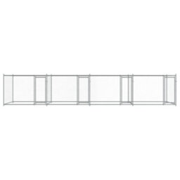 Walplus Grey Dog Cage With Doors 8X2X1.5 M Galvanised Steel Kennel Pen - thumbnail 4