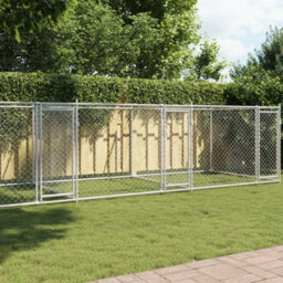 Walplus Grey Dog Cage With Doors 8X2X1.5 M Galvanised Steel Kennel Pen - thumbnail 1