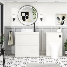 Royal Bathrooms Royal Bathroom Elmore 800mm Classic White Freestanding Countertop Bathroom Vanity Unit 2 Drawer With Art Basin - thumbnail 5