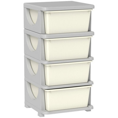 Kids Storage Units With Drawers 4 Tier Chest Dresser Tower Cream - image 1