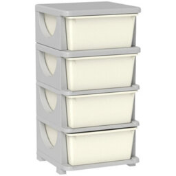 Kids Storage Units With Drawers 4 Tier Chest Dresser Tower Cream - thumbnail 1