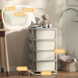 Kids Storage Units With Drawers 4 Tier Chest Dresser Tower Cream - thumbnail 2