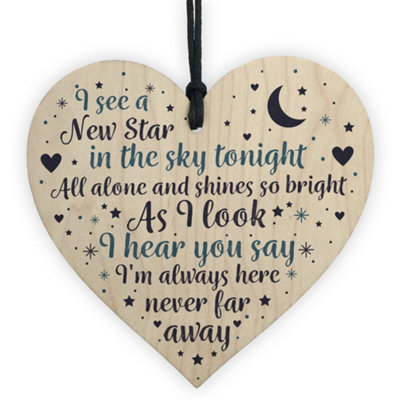 Red Ocean Mum Dad Nan Grandad Christmas Memorial Ornaments Wooden Heart Grave Plaque Gift - image 1