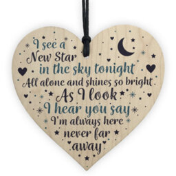 Red Ocean Mum Dad Nan Grandad Christmas Memorial Ornaments Wooden Heart Grave Plaque Gift - thumbnail 1