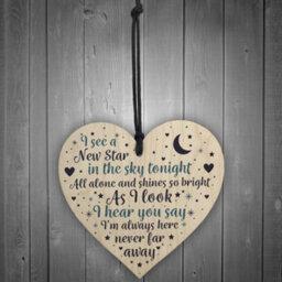 Red Ocean Mum Dad Nan Grandad Christmas Memorial Ornaments Wooden Heart Grave Plaque Gift - thumbnail 2