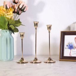 3 Pack Tulip Nordic Candlesticks Gold Candlestick Candle Holders Dinner Decor - thumbnail 4
