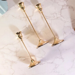 3 Pack Tulip Nordic Candlesticks Gold Candlestick Candle Holders Dinner Decor - thumbnail 3