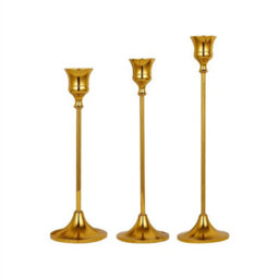 3 Pack Tulip Nordic Candlesticks Gold Candlestick Candle Holders Dinner Decor - thumbnail 2