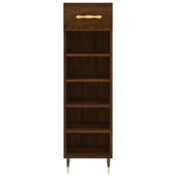 Berkfield Shoe Cabinet Brown Oak 30X35X105 Cm Engineered Wood - thumbnail 6