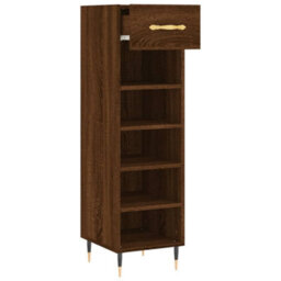 Berkfield Shoe Cabinet Brown Oak 30X35X105 Cm Engineered Wood - thumbnail 5