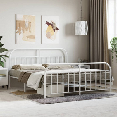 Berkfield Metal Bed Frame With Headboard And Footboard White 183X213 Cm - image 1