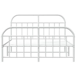 Berkfield Metal Bed Frame With Headboard And Footboard White 183X213 Cm - thumbnail 6