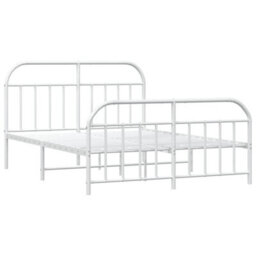 Berkfield Metal Bed Frame With Headboard And Footboard White 183X213 Cm - thumbnail 5