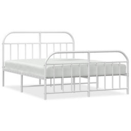 Berkfield Metal Bed Frame With Headboard And Footboard White 183X213 Cm - thumbnail 2