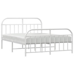 Berkfield Metal Bed Frame With Headboard And Footboard White 183X213 Cm - thumbnail 4