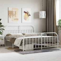 Berkfield Metal Bed Frame With Headboard And Footboard White 183X213 Cm - thumbnail 1