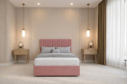 "Nexus Amalfi Pink Plush Divan Bed Base 2 Drawers Foot-End With 26"" Strutted Headboard 4'6 Double" - thumbnail 3