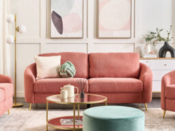 Beliani Sofa 3 Seater Trosa Fabric Pink - thumbnail 2