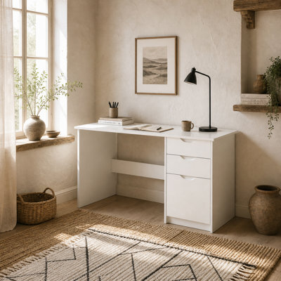 Wyld Haus Niba 120Cm High Gloss White Home Office Desk With Drawers And Storage Cabinet - image 1