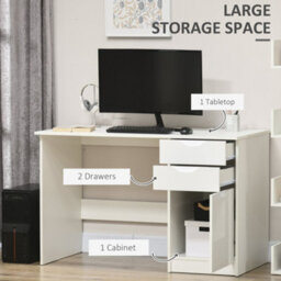 Wyld Haus Niba 120Cm High Gloss White Home Office Desk With Drawers And Storage Cabinet - thumbnail 6