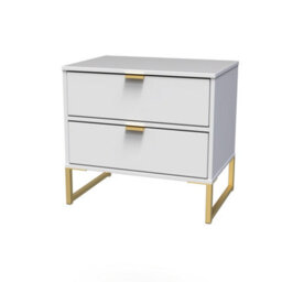 Tamworth Double 2 Drawer Bedside Cabinet In White Matt (Ready Assembled) - thumbnail 3