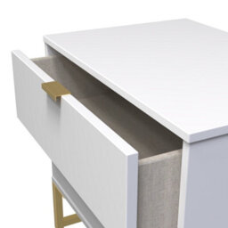 Tamworth Double 2 Drawer Bedside Cabinet In White Matt (Ready Assembled) - thumbnail 5