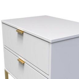 Tamworth Double 2 Drawer Bedside Cabinet In White Matt (Ready Assembled) - thumbnail 4
