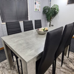 Kosy Koala Stone Grey Effect Wooden Dining Table Set With 6 Black Chairs Dining Room Furniture - thumbnail 6