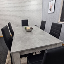 Kosy Koala Stone Grey Effect Wooden Dining Table Set With 6 Black Chairs Dining Room Furniture - thumbnail 7