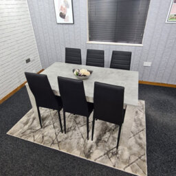 Kosy Koala Stone Grey Effect Wooden Dining Table Set With 6 Black Chairs Dining Room Furniture - thumbnail 8