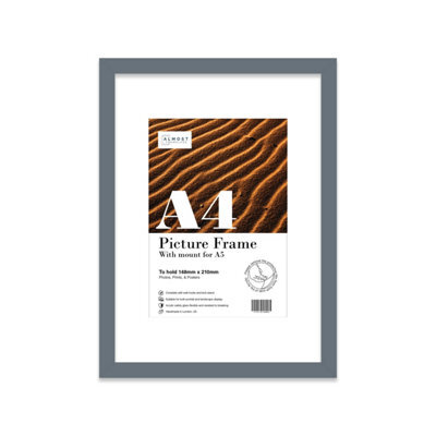 A4 Grey Picture Frame With Mount For A5 (14.8 X 21Cm - 5.8 X 8.3In) Poster, Photo, Artwork, Or Print. - image 1