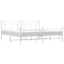 Berkfield Metal Bed Frame Without Mattress With Footboard White 193X203Cm - thumbnail 2