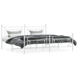 Berkfield Metal Bed Frame Without Mattress With Footboard White 193X203Cm - thumbnail 3