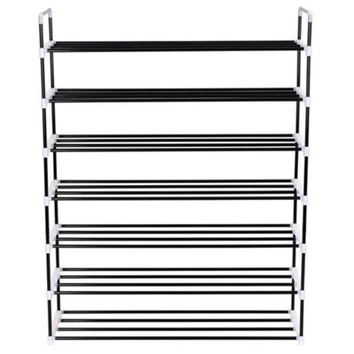 Berkfield Durable Shoe Rack With 7 Shelves Metal And Plastic Black - image 1