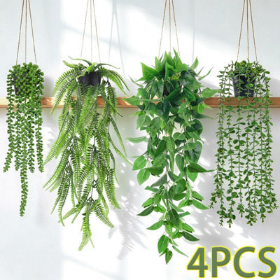 CLEFFNS 4Pcs Artificial Hanging Plant Realistic Eucalyptuses Hanging Greeneries For Modern Homes And Offices Use Eucalyptuses Sprigs - image 1