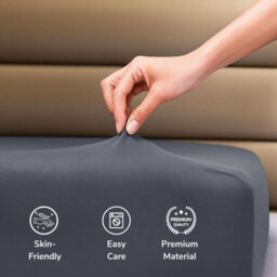 Fitted Bed Sheet 25Cm Deep Pocket Soft Polyester Microfiber, Breathable, Durable & Easy Care Bedding(Charcoal) - thumbnail 3