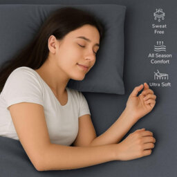Fitted Bed Sheet 25Cm Deep Pocket Soft Polyester Microfiber, Breathable, Durable & Easy Care Bedding(Charcoal) - thumbnail 2