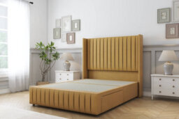 "Comfort Chester Mustard Plush Divan Bed Set 2 Drawers Foot-End - 54"" Wingback & 12"" Footboard 5' King" - thumbnail 3