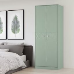 San Jose Ready Assembled Contemporary Matt Green Tall Double Wardrobe (H)1960mm (W)740mm (D)520mm - thumbnail 3