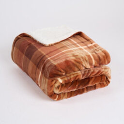 Ohs Felix Flannel Check Fleece Throw - Rust - thumbnail 3