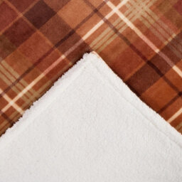Ohs Felix Flannel Check Fleece Throw - Rust - thumbnail 5