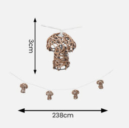 10 X Battery Operated Mushroom String Lights Outdoor Rattan Garden Led Lighting - thumbnail 4