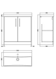 Hudson Reed Juno Floor Standing 2 Soft Close Door Vanity Unit With Thin-Edge 1 Tap Hole Basin In Metallic Slate Finish, 800mm - thumbnail 7