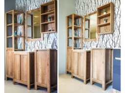Impact Furniture Freestanding Bathroom Vanity Unit 800mm Floor Sink Cabinet Cupboard Oak Effect Storage Shelf Classic - thumbnail 8