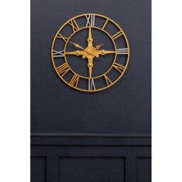 Orsina Gold And Silver Wall Clock, Round Analogue Clock With Roman Numerals & Spade Hands, Silent Wall Clock - thumbnail 4