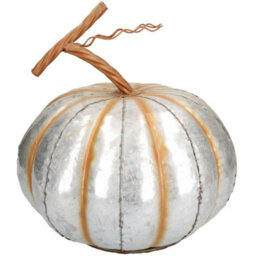 AB Tools Silver Pumpkin Jack O Lantern Halloween Light Up Candle Metal Decoration Garden - thumbnail 4