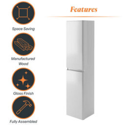 Plum&clay Marvel Gloss White Wall Hung Bathroom Tall Storage Unit - thumbnail 6