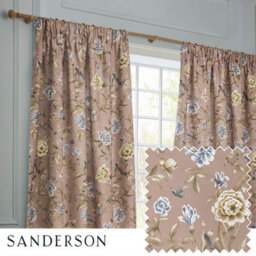 Sanderson Porcelain Garden Printed Chenille Room Darkening Pencil Pleat Curtain Pair Blush (W)168Cm X (D)183Cm