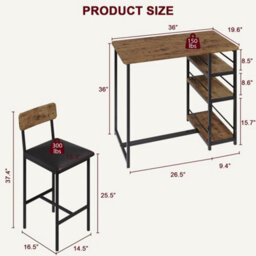 Retro Color 3-Piece Bar Table Set, With 2 Counter Height Bar Stools - thumbnail 2
